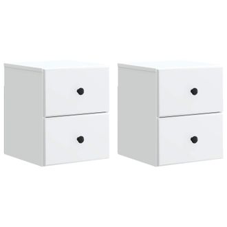vidaXL Mesita De Noche De Pared Con Caj&oacute;n 2 Pcs 34,5 X 33 X 40 Cm Vidaxl