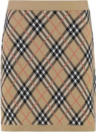 Burberry Check Knit Mini Skirt - Dames - Korte rokken - Veelkleurig - L - Wol - Rokken