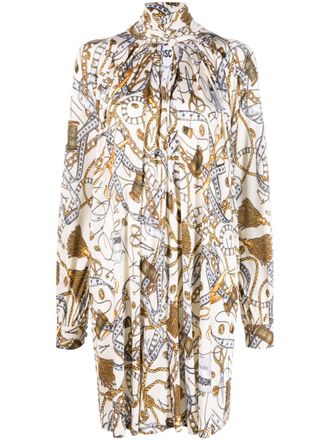 Moschino Abito midi a collo alto con stampa - Toni neutri