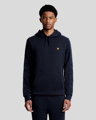 Lyle & Scott Mens Sports Tape Cotton Blend Hoodie - Navy - Size X-Small