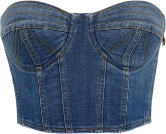 Elisabetta Franchi Denim Bustier Top