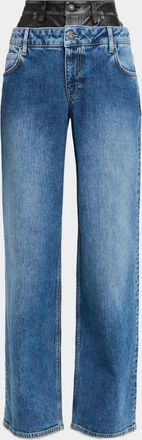 SIMKHAI Kove Double-Waist Wide-Leg Jeans