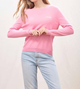 JUMPER 1234 Cashmere Naughty Crew Sweater In Candy