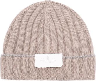 Brunello Cucinelli ribbed-knit beanie - men - Cashmere - M - Neutrals