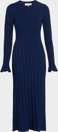 Alice & Olivia Rhea Cable-Knit Midi Dress