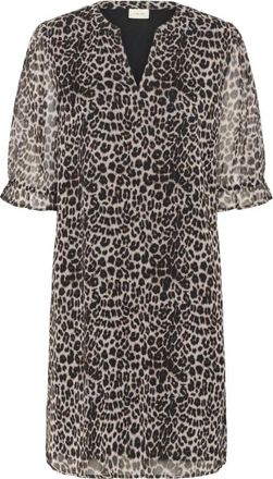 Cream Korte jurk met dierenprint - Dames - Casual kleedjes - Bruin - XS - Kleedjes