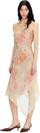 Diesel Midi slip dress with floral print and lace trim - Dresses - Woman - Multicolor
