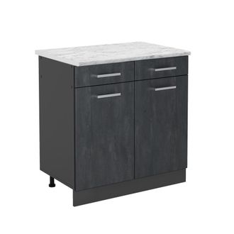 Vicco Mueble Bajo De Cocina R-line, Hormig&oacute;n Negro, 80 Cm Et M&aacute;rmol