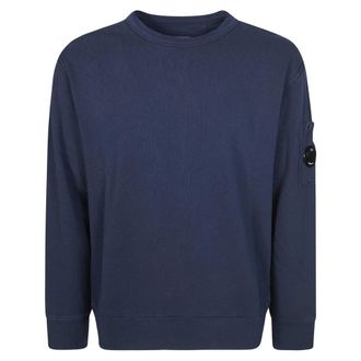 C.P. Company Sweatshirts, male, Blue, Size: S Felpa Girocollo Delav&egrave;