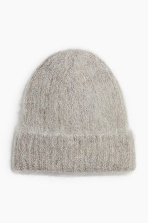 H&M Gerippte Beanie aus Alpakamix - Graumeliert