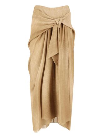 Ermanno Scervino Black Draped Front Knot Midi Skirt
