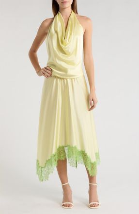 Staud Elira Cowl Halter Neck Midi Dress in Key Limes at Nordstrom, Size X-Small