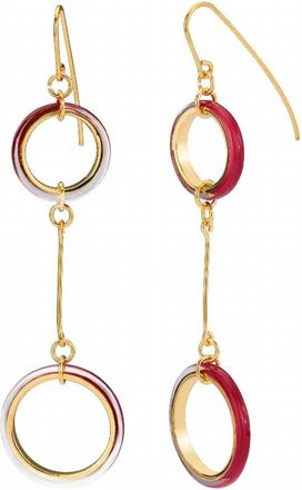 Gold & Honey Womens Thin Two Drop Lucite Earrings In Pink/ Gold