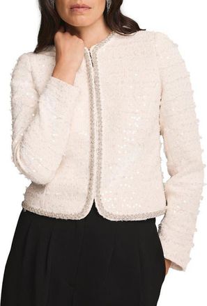 Mint Velvet Boucle Diamante Trim Jacket in Ivory at Nordstrom, Size 12