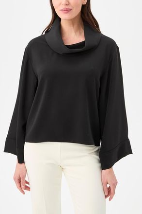 Trina Turk Staged Folded Neckline Top in Black at Nordstrom, Size Xx-Large