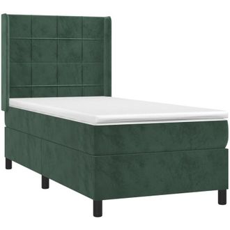 vidaXL Cama Box Spring Con Colch&oacute;n Terciopelo Verde Oscuro 100x200 Cm Vidaxl
