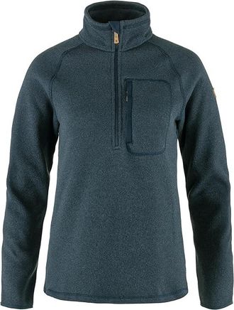 Fj&auml;llr&auml;ven Ovik Fleece 1/2 Zip Womens Clothing Navy : SM, Cotton/Fleece/Polyester