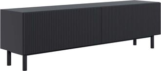 Selsey Selsey Veldio New - Mueble De Tv Con Frente Acanalado, Negro, 140 Cm