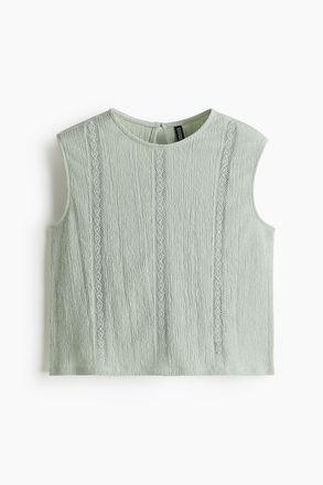 H&M Gecrinkelte Bluse mit Spitzendetails - Hellgr&uuml;n