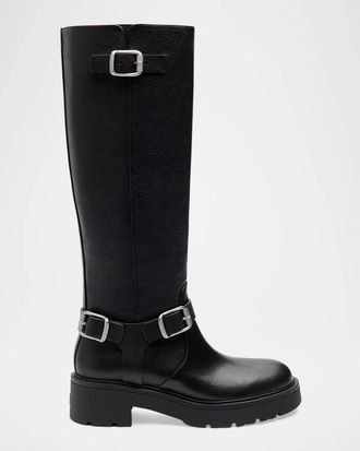 Stuart Weitzman Ren Moto Leather Knee-High Boots