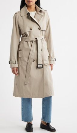 Bernardo Belted Stretch Cotton Trench Coat in Light Grey at Nordstrom, Size Xx-Large