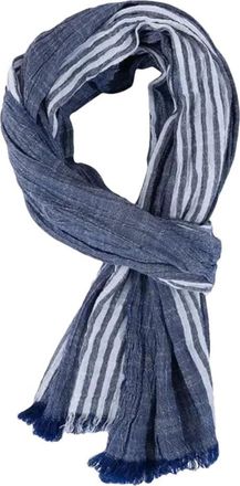 Generic Men Warm Striped Scarf Cotton And Linen Shawl Soft Tassel Scarves For Men And Women Scarf Wrap Shawl For Travel Navy Blue