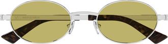 Bottega Veneta Ovalen Metalen Zonnebril - unisex - Zonnebrillen - Grijs - 52 MM - Accessoires
