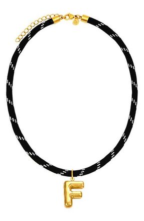 Petit Moments Bubble Initial Pendant Cord Necklace in Black-F at Nordstrom