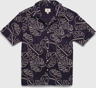 Surfside Supply Mens Mariner Camp Collar Shirt In Navy Blazer