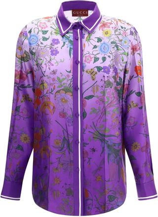 Gucci Ombr&eacute; blouse met bloemenprint - Paars