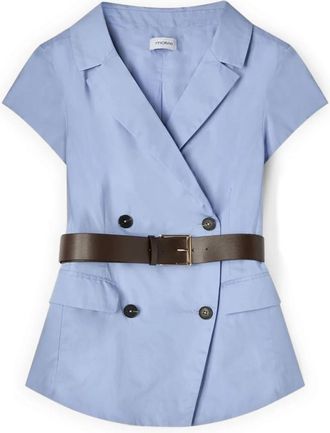 Motivi Blazer met dubbele knopenrij en korte mouwen - Dames - Blazers - Blauw - XS - Katoen - Jassen