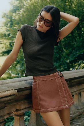 Pilcro Belted Wrap Skort