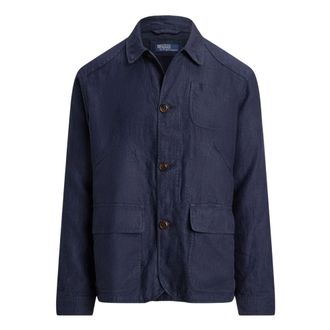 Ralph Lauren Light Jackets, male, Blue, Size: L Herringbone Utility Jacket