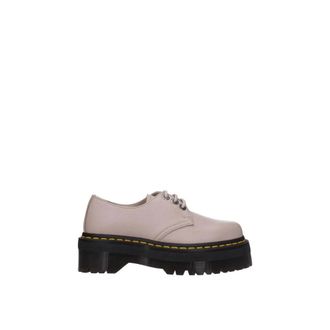 Dr. Martens Laced Shoes, male, Gray, 2 UK, Gray Leather Lace-Up Oxfords with Mid Heels