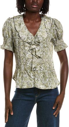 T Tahari Short Gathered Sleeve Ruffle Top
