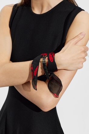 Alexander McQueen Silk Bracelet With Skull Motif, Womens, Black