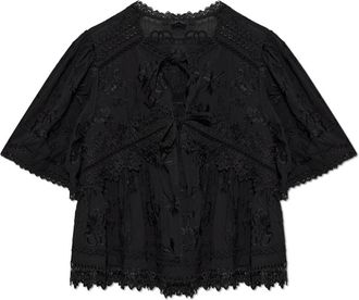 AllSaints Lillith Top - Dames - Blouses - Zwart - S - Katoen - Overhemden