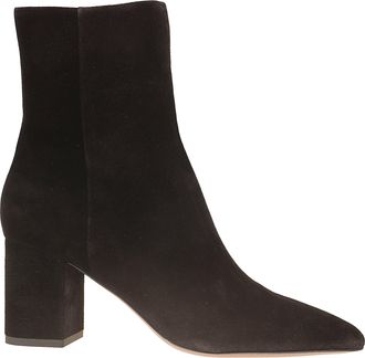 PARIS TEXAS Anja 70 Pointed-Toe Suede Block Heel Ankle Boots