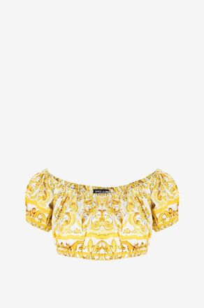 Dolce & Gabbana Bauchfreies Popelinetop mit Print Majolika