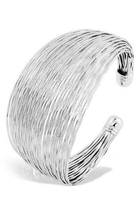 Savvy Cie Jewels Rhodium Plated Wide Cuff Bracelet in White at Nordstrom Rack