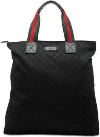 Gucci Pre-owned Tote Bags, female, Black, Size: ONE SIZE Pre-owned Nylon Tote Bag