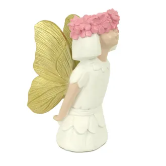 Vacchetti Vacchetti - Florero De Resina Hada Blanca Con Alas Doradas Cm10x16h22