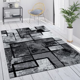 Paco Home Paco Home - Alfombra Sal&oacute;n Gris Vintage Pelo Corto Motivo Geom&eacute;trico Abstracto Gris, 240x340 Cm