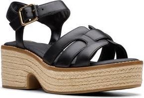 Clarks Coledale Strap Platform Sandal in Black Leather at Nordstrom Rack, Size 7.5
