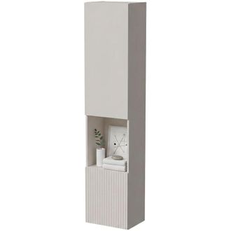 Dmora Vetrina Botte, Mobile Espositore 4 Ripiani, 5 Vani, 2 Ante, 39.9x29.8x180h cm Beige