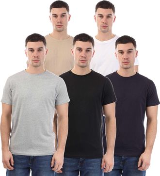 Duck and Cover Heren Frankinz T-Shirt (5-pack) (Zwart/Grijs/Wit/Beige)