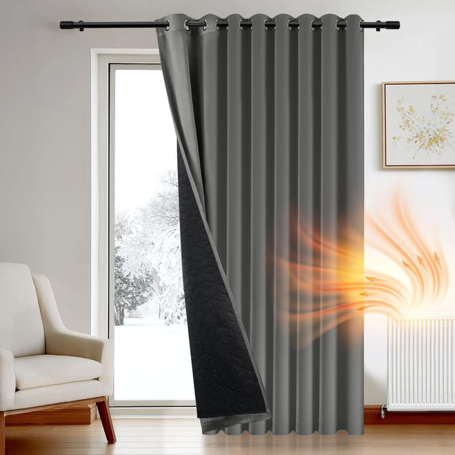 Deconovo Thermovorhang Kälteschutz, Gardinen mit Ösen gegen Kälte, Wärmeisolierend Vorhang Verdunkelung Wohnzimmer, 245x280cm(HöhexBreite), Taupe, 1 Stück ab 45,49 €
