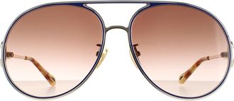 Chloé Aviator Gold Blue Brown Gradient CH0145S Sunglasses