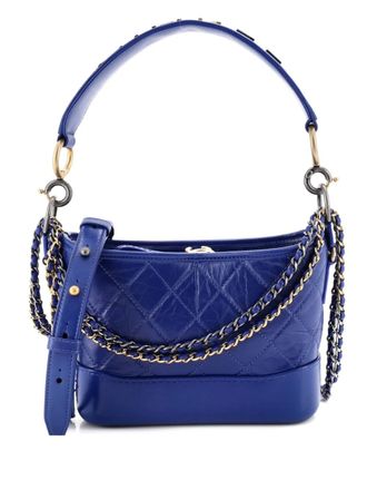 Chanel Gabrielle with Logo Handle Quilted Aged Calfskin Small hobo bag - Blu