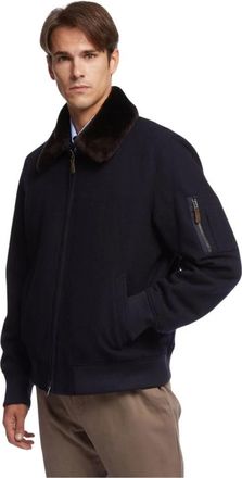 Brooks Brothers Wollen Aviator Jas - Heren - Zomerjassen - Blauw - 2XL - Wol - Jassen